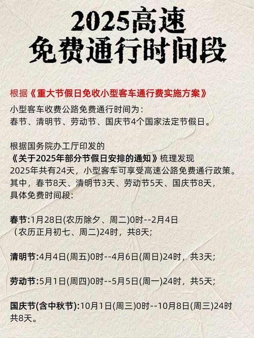 2025年高速免费到初几？各节假日高速免费时间及车型全知道